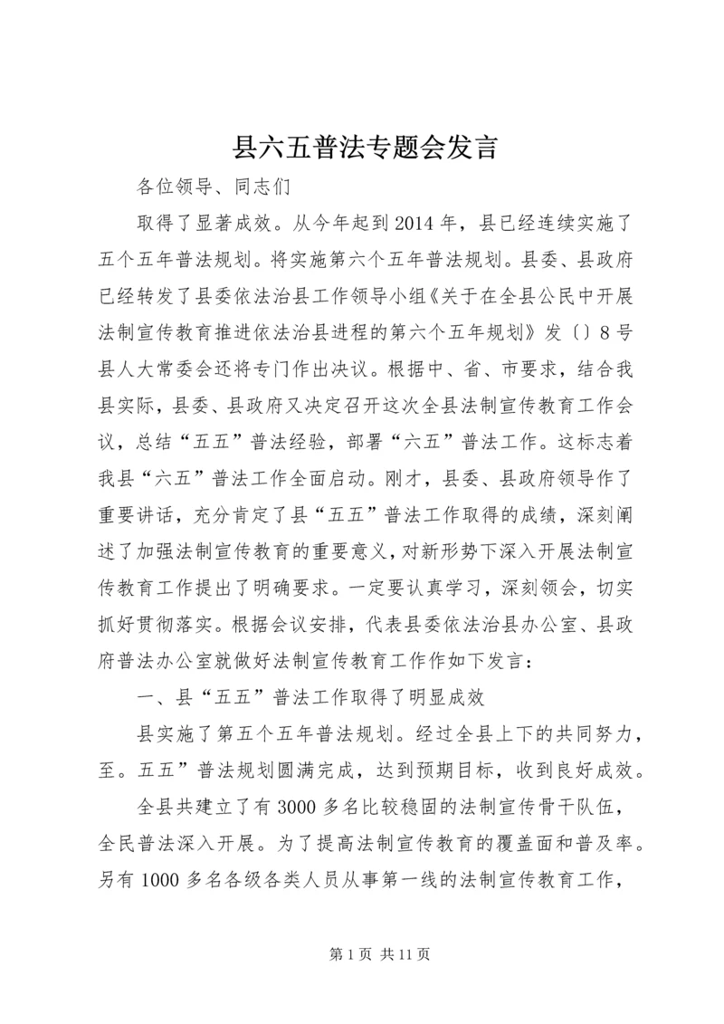 县六五普法专题会发言.docx