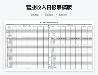 营业收入日报表模版