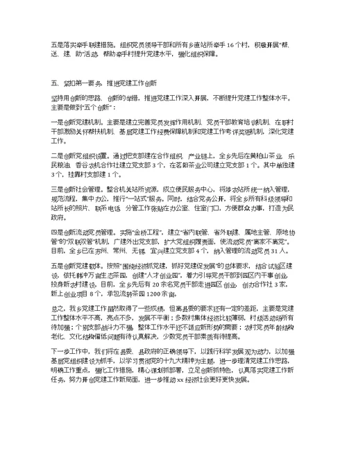 乡镇党委书记党建工作述职报告