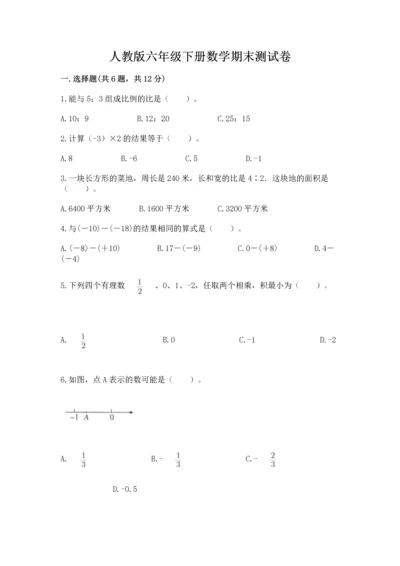 人教版六年级下册数学期末测试卷附完整答案【精选题】.docx