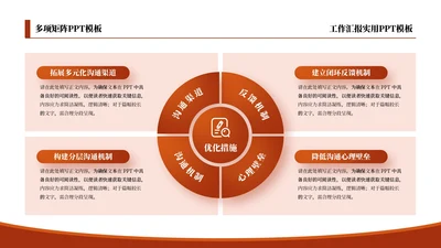 红色商务风4项矩阵PPT单页