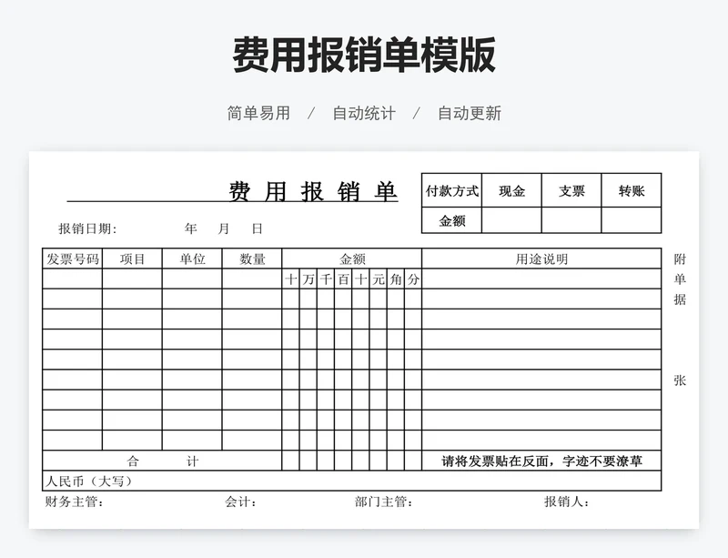 费用报销单模版