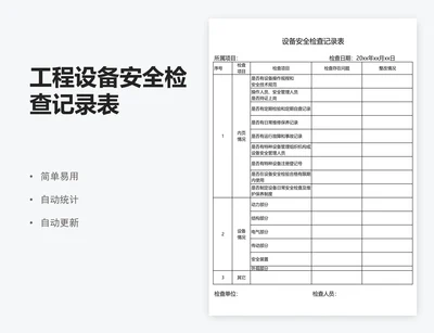 工程设备安全检查记录表