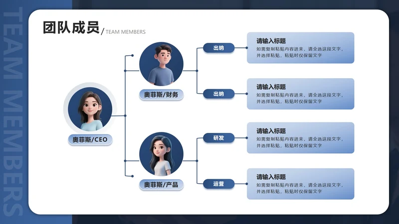 团队成员-蓝色商务渐变团队成员PPT单页
