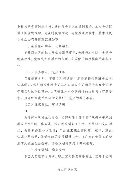 民主生活会召开情况的报告.docx