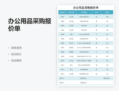 办公用品采购报价单