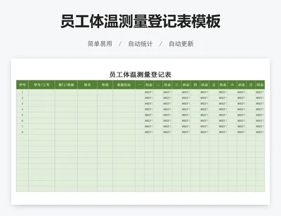员工体温测量登记表模板