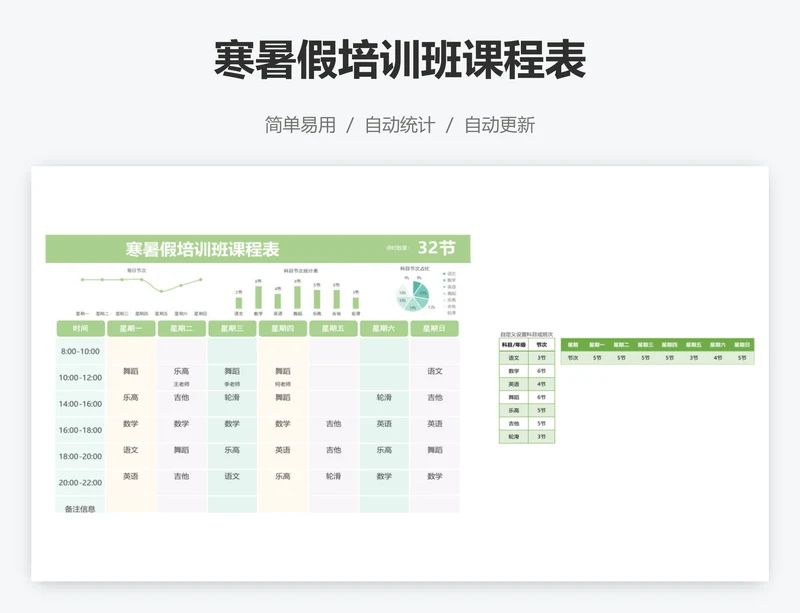 寒暑假培训班课程表
