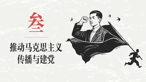 红黑色插画简约陈独秀人物介绍教学课件