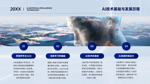 浅蓝色简约风AI人工智能技术分享PPT模板
