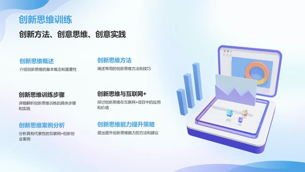 蓝色渐变风大学生互联网+创新创业项目计划书PPT模板