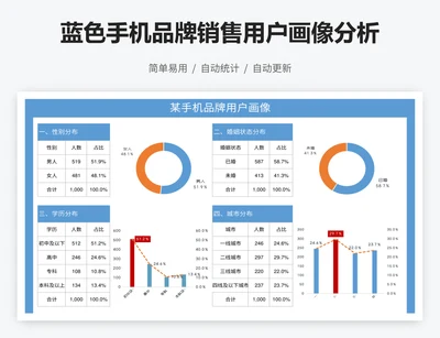 蓝色手机品牌销售用户画像分析表