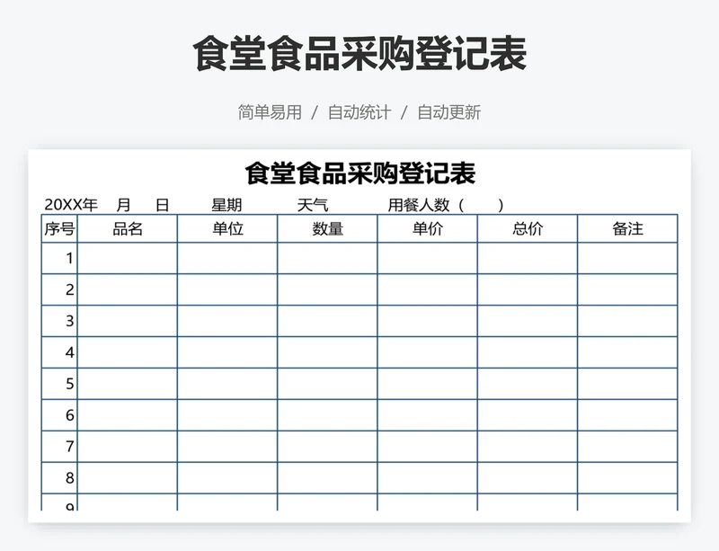 食堂食品采购登记表