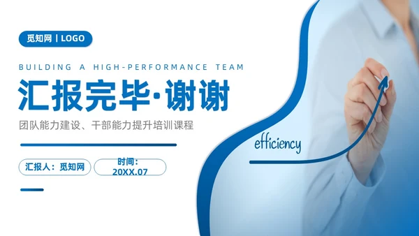 蓝色商务简约打造高绩效团队团队管理PPT模板团队建设
