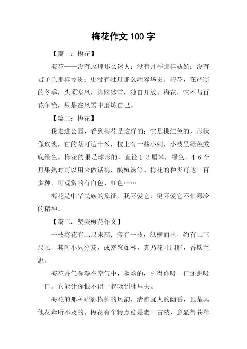 梅花作文100字0.docx