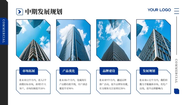 蓝黑商务风年中工作汇报通用PPT模板