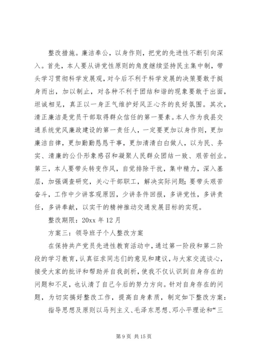 领导班子个人整改方案-20XX年民生活会个人整改方案.docx