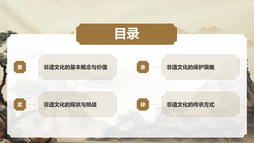 棕色复古风非遗文化的保护与传承PPT模板