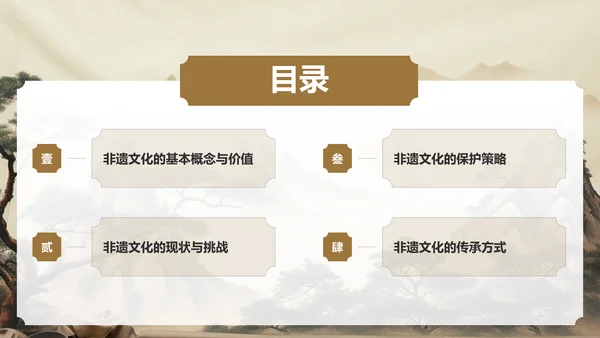 棕色复古风非遗文化的保护与传承PPT模板