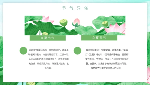 立夏习俗文化荷花池避暑PPT模板