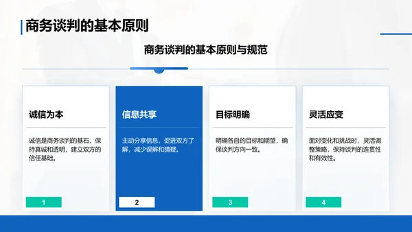 蓝色商务风客户关系管理与商务谈判技巧PPT模板