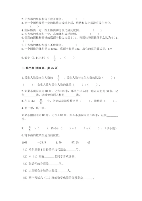 六年级下册数学期末测试卷含答案【满分必刷】.docx