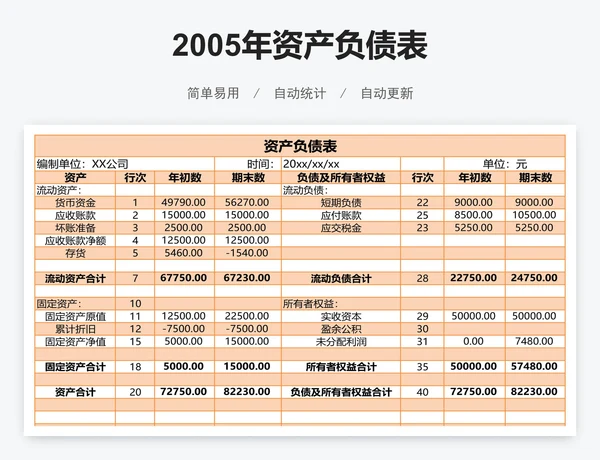 2005年资产负债表