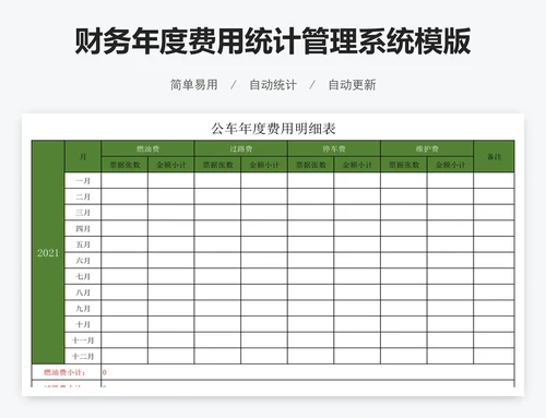 财务年度费用统计管理系统模版