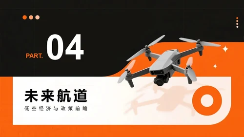橙色简约创意科技风无人机科普介绍PPT模板