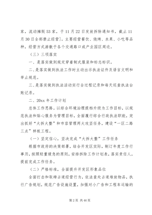 开发区综合行政执法中队的工作总结和工作计划.docx