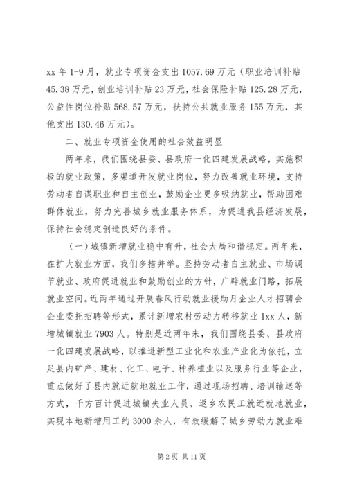 县就业专项资金使用管理情况自查报告 (2).docx