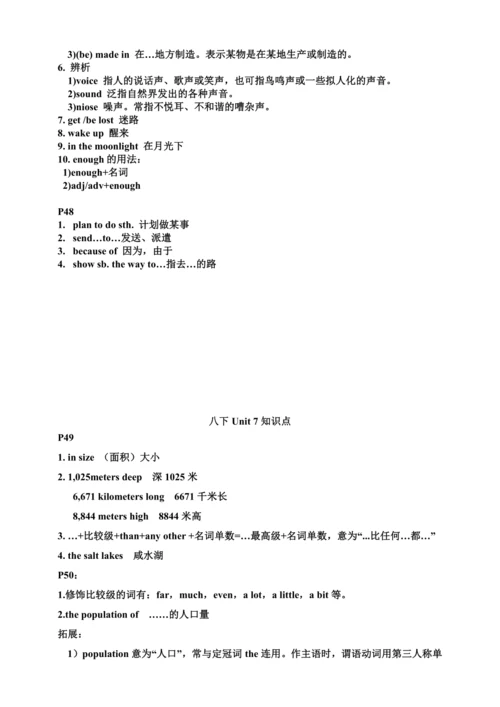 人教版八年级下册英语Unit6-10知识点整合（每页知识点）