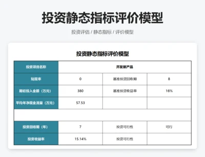 投资静态指标评价模型