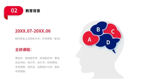 蓝红色商务风形状入职自我介绍个人简历职业规划PPT