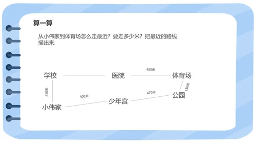 蓝色小清新三年级数学格尺测量课件PPT模板