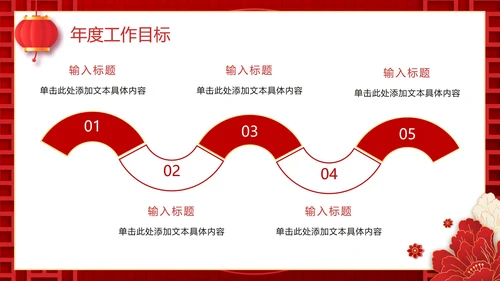 红色渐变国风大气开门红新年工作计划PPT模板