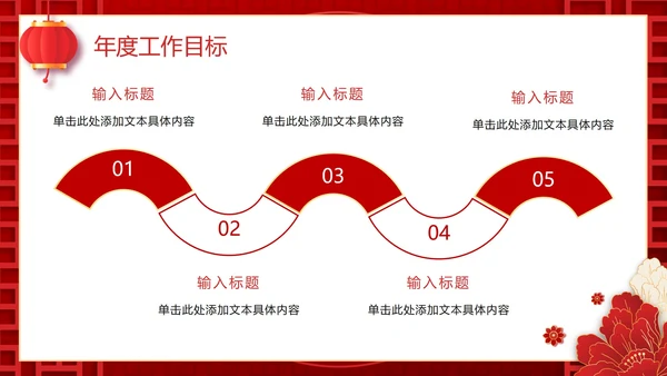 红色渐变国风大气开门红新年工作计划PPT模板