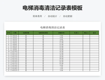 电梯消毒清洁记录表模板