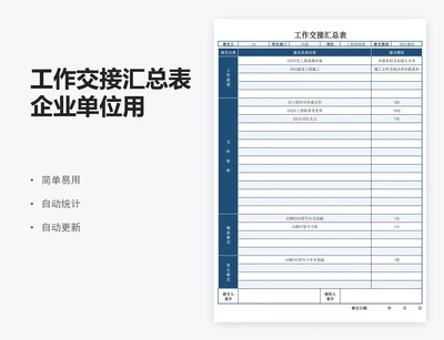 工作交接汇总表企业单位用