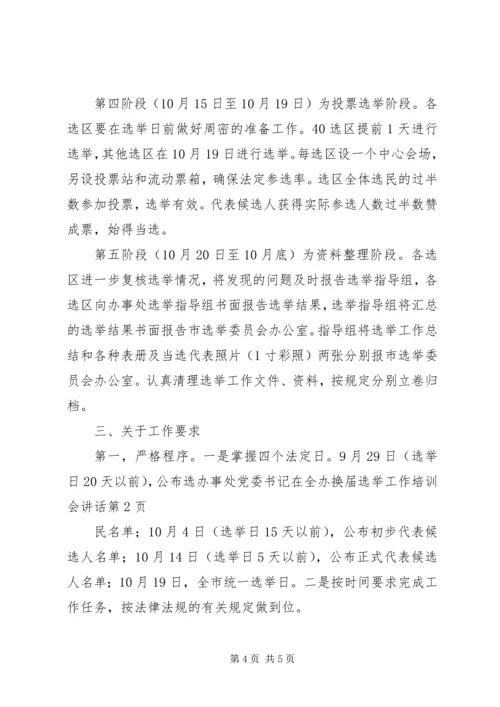 办事处党委书记在全办换届选举工作培训会讲话.docx