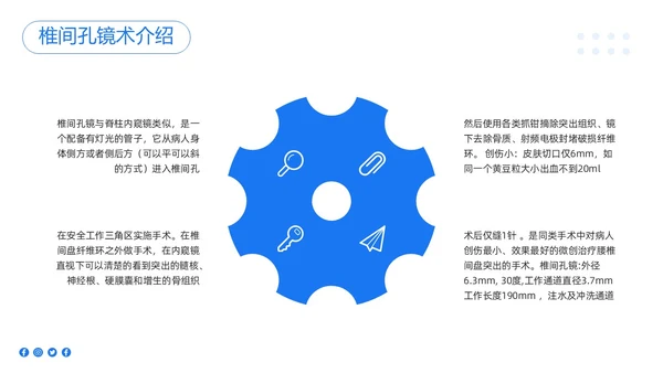蓝色简约椎间孔镜术后护理PPT模板宣传PPT动态PPT