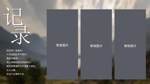灰色画册风记录美好时刻相册PPT模板