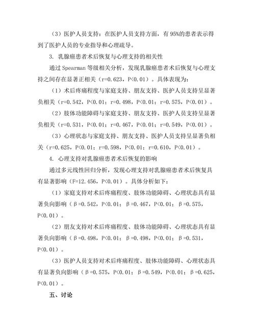 乳腺癌患者术后恢复与心理支持的关系