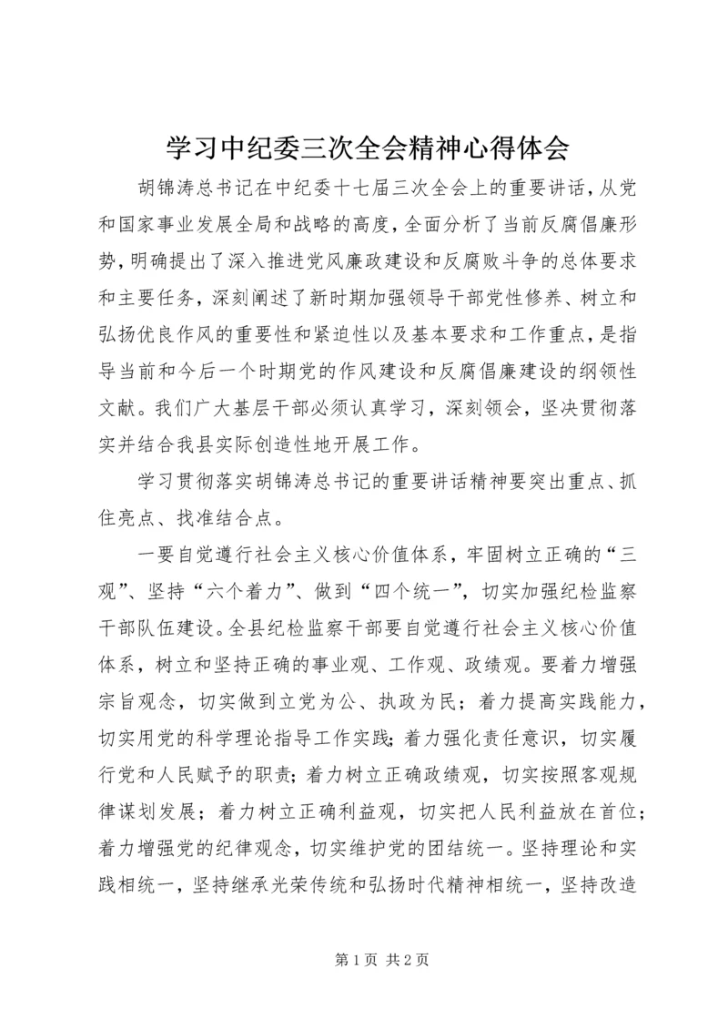 学习中纪委三次全会精神心得体会 (2).docx