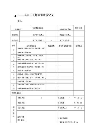 装修工程验收表