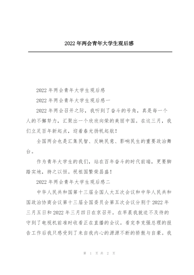 2022年两会青年大学生观后感.docx