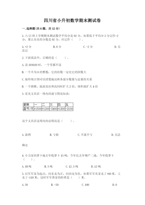 四川省小升初数学期末测试卷（名师推荐）.docx