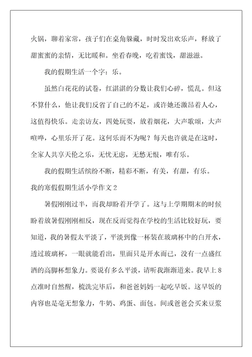 2022年我的寒假假期生活小学作文9篇