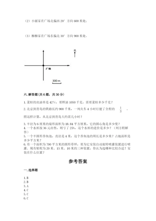 2022六年级上册数学期末测试卷含完整答案（典优）.docx