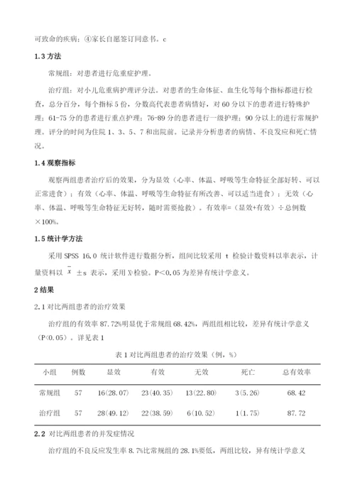 小儿危重病护理评分法对于小儿护理的干预指导研究1.docx